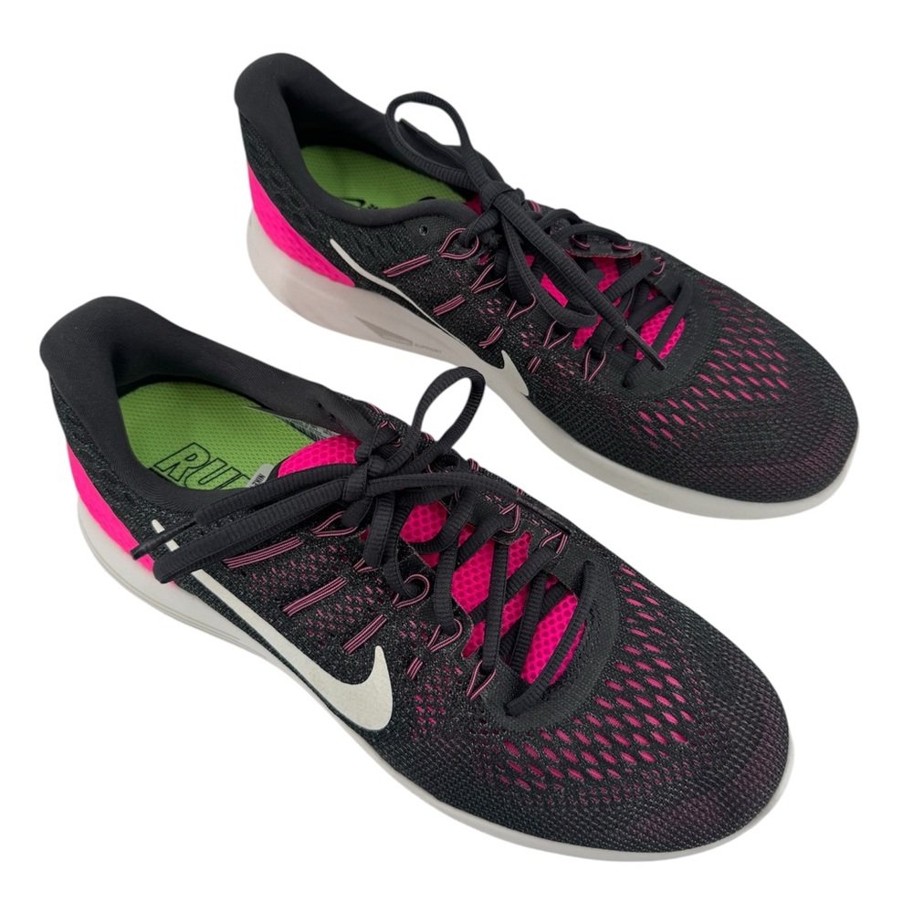 Nike Women's Lunarglide 8 running shoes in black and pink.